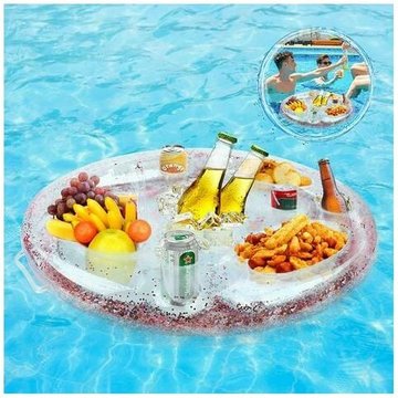 Support Gonflable de Boisson avec 8 Trous, Jus de Bière Plateau de Boissons,Porte Boisson Bar Flottant,Gonflable Bouée Porte Boisson