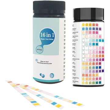 Test de dureté de l'eau piscine - Bandelettes test d'eau potable 16 en 1 SVKBJROY - Bandelettes test plomb pour eau potable, 100 bandelettes pour tester le plomb