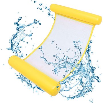 SWANEW Hamac Flottant 4-en-1 Hamac Gonflable Piscine Hamac d'eau Gonflable, Pliable Flottantes Hamac Flotteur Ultraléger 12073cm Bleu - Jaune