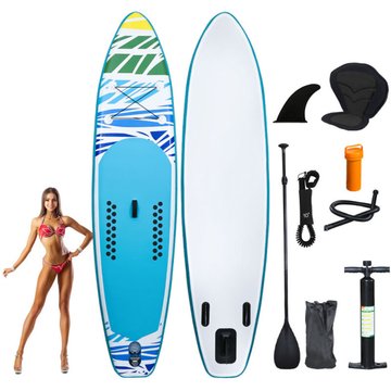 SWANEW Ensemble de planche SUP gonflable avec siège 330x76x15 cm Vert - Grün