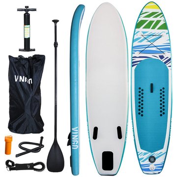 SWANEW Ensemble de planche SUP, Planche de Surf Gonflable Stand Up Paddle 330cm, Sac à Dos - Paddling Board Vert et Blanc