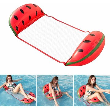 Tapis de plage et de piscine WAHAISON - Hamac lit flottant gonflable à l'eau, chaise longue de natation 126x73cm (Pastèque)