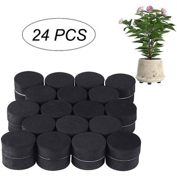 Tapis de pot de fleurs, pieds en caoutchouc noir, tampon adhésif pour pots de plantes moyens et grands (lot de 24)