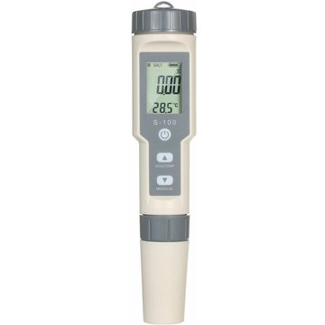 Testeur d'analyse de la qualité de l'eau de piscine TUMALAGIA - Stylo portable 4-en-1 Salinité/EC/TDS/Temp. Appareil de mesure multifonctionnel avec fonction ATC