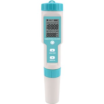 Testeur de qualité de l'eau de piscine de poche multi-paramètres 7 en 1 pH/TDS/EC/ORP/SG/Salinité/Température avec électrode remplaçable C-600 pH Mètre Lifcausal