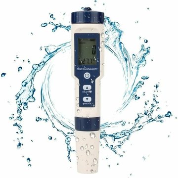 Testeur d'eau 5 en 1 Testeur Multifonctionnel de qualité de l'eau, TDS/EC/Salinité/PH/Température numérique pour Eau Potable, Piscine, Aquarium,