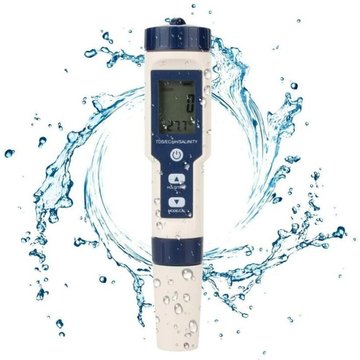 Boom - Testeur d'eau 5 en 1 Multifonctionnel de qualité de l'eau, TDS/EC/Salinité/PH/Température numérique pour Eau Potable, Piscine