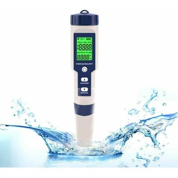 Bearsu - Testeur électronique de PH-mètre, 5 en 1 ph Testeur Thermomètre de poche Qualité de l'eau ph ec Sel tds pour la maison, la piscine, l'eau
