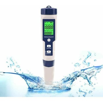 Kartokner - Testeur électronique de PH-mètre, 5 en 1 ph Testeur Thermomètre de poche Qualité de l'eau ph ec Sel tds pour la maison, la piscine, l'eau