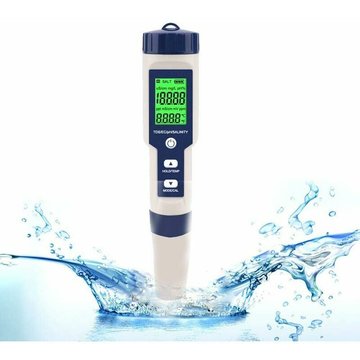 Testeur électronique de PH-mètre WAHAISON, 5 en 1, thermomètre de poche, qualité de l'eau, pH, EC, sel, TDS pour la maison, la piscine, l'eau d'aquarium