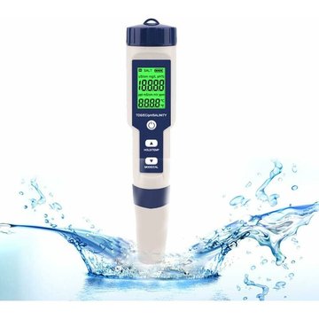 Boom - Testeur électronique de pH-mètre, 5 en 1, Testeur Thermomètre de poche, Qualité de l'eau, pH, EC, Sel, TDS pour la maison, la piscine, l'eau