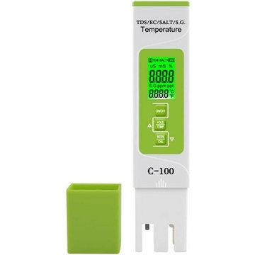 Testeur numérique de qualité de l'eau pour piscine 5 en 1 TUMALAGIA - TDS/EC/Salinité/Densité/Température avec grande précision