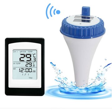 Thermomètre de piscine XINUY 1 pc, lecture facile flottant sans fil, meilleurs thermomètres flottants extérieurs numériques à distance solaire pour piscine