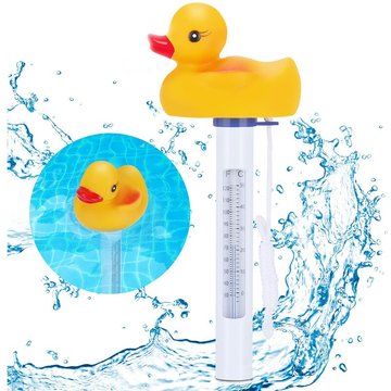 Aougo - Thermomètre de piscine flottant 1 pièce, thermomètre de température de l'eau avec cordon et petit-déjeuner pour tous les spas de piscine
