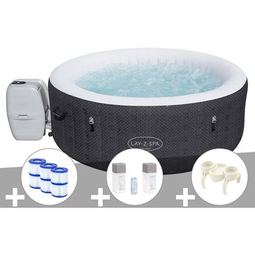 Kit spa gonflable Bestway Lay-Z-Spa Havana rond Airjet 2/4 places + 6 filtres + Kit traitement brome + Porte-gobelets - Noir