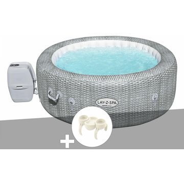 Kit spa gonflable Bestway Lay-Z-Spa Honolulu rond Airjet 4/6 places + Porte-gobelets - Gris