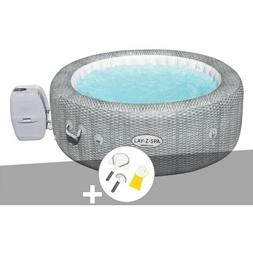 Kit spa gonflable Bestway Lay-Z-Spa Honolulu rond Airjet 4/6 places + Kit de nettoyage - Gris