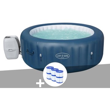 Kit spa gonflable Bestway Lay-Z-Spa Milan rond Airjet Plus 4/6 places + 6 filtres - Bleu