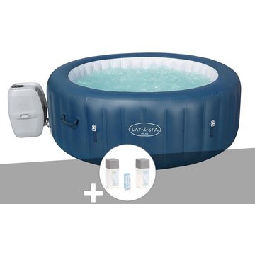 Kit Spa Gonflable Bestway Lay-Z-Spa Milan Rond Airjet Plus 4/6 Places + Kit Traitement Brome - Bleu