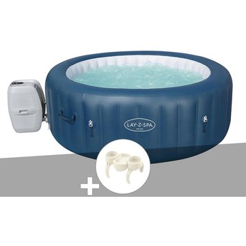 Kit spa gonflable Bestway Lay-Z-Spa Milan rond Airjet Plus 4/6 places + Porte-gobelets - Bleu