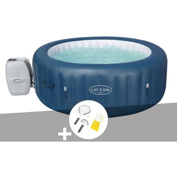 Kit spa gonflable Bestway Lay-Z-Spa Milan rond Airjet Plus 4/6 places + Kit de nettoyage - Bleu