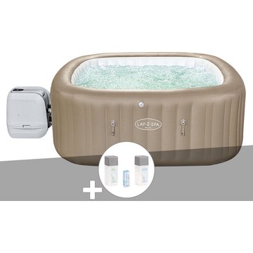 Kit spa gonflable Bestway Lay-Z-Spa Palma carré Hydrojet Pro 5/7 places + Kit traitement brome - Beige
