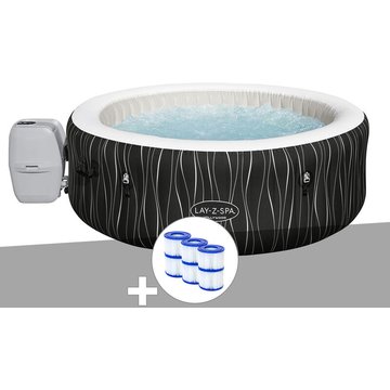 Kit spa gonflable Bestway Lay-Z-Spa Hollywood rond Airjet 4/6 places + 6 filtres - Noir