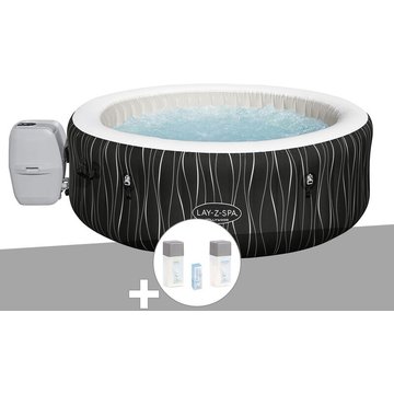 Kit spa gonflable Bestway Lay-Z-Spa Hollywood rond Airjet 4/6 places + Kit traitement brome - Noir
