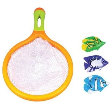 Trade Shop Traesio - Jouet Enfant Bain Piscine Filet de Pêche avec 6 Petits Poissons 6563031
