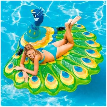 Matelas de piscine géant gonflable Paon Island 193 x 163 x 94 cm TRADE SHOP TRAESIO