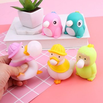 Trange artefact de décompression Spit Bubble Duck Dinosaur Vent Ball Pinch, Squeeze, Funny Decompression Vent Toy (4 pièces, forme aléatoire)