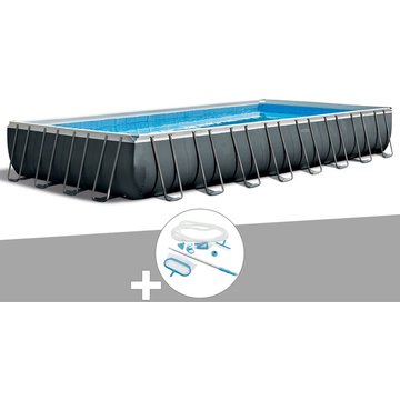 Intex Piscine - Kit tubulaire Ultra XTR Frame rectangulaire 9,75 x 4,88 x 1,32 m + Kit d'entretien - Gris