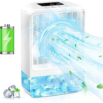 FVBJD - Ventilateur Climatiseur Portable Piscine, Climatiseurs avec Batterie pour la Maison, le Bureau, l'Extérieur, Refroidisseur d'Air de Ventilateur 4 en 1