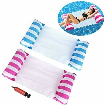 WDDNAOT Flotteurs gonflables pour piscine pour adultes, 2 pièces 4-en-1 Gonflables pour piscine avec hamac gonflable multi-usages (selle, fauteuil)