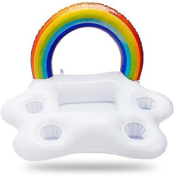 Yyh-gonflable Piscine Flottant Food Rangement Plateau Fruit Bière Boire Cooler Plage Natation Anneau Arc-en-ciel