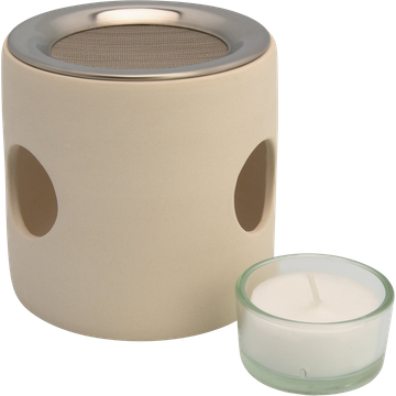 Bruciatore di Incenso a Cilindro Beige con Setaccio