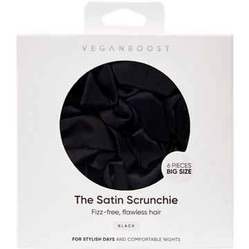 Scrunchie in Raso, Grandi - Nero