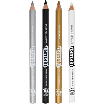 Set of 4 Face Painting Slim Pencils - Argento/Nero/Oro/Bianco