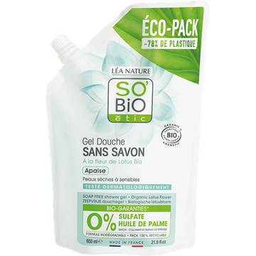 Gel Doccia senza Sapone ai Fiori di Loto Bio - Ricarica da 650 ml