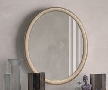 View Verdi italian wall mirror - oval - ivory - french style