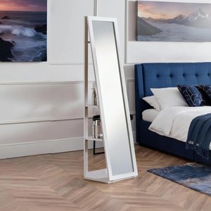 View Fresco bedroom leaner mirror - with shelves - white