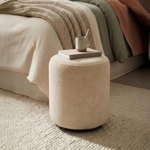 View Ben stool - round - oyster - boucle fabric