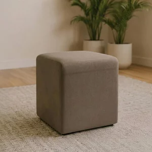 View Ben stool - square - cedar brown - boucle fabric