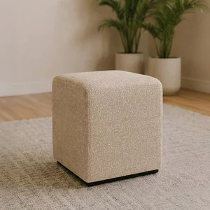 View Ben stool - square - cologne mink - boucle fabric