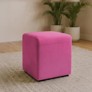 View Ben stool - square - fuchsia pink - boucle fabric