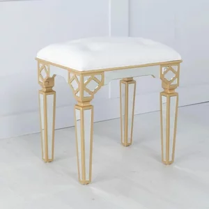 View Clearance - casablanca stool - mirrored - gold trim
