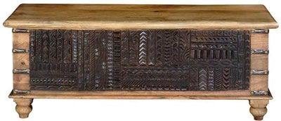View Hartheim storage trunk - carved - mango wood