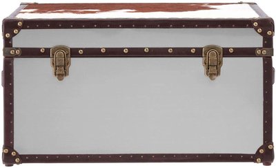 View Kensington townhouse storage trunk - brown and white leather