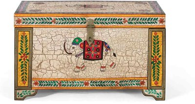 View Loicheck storage trunk - mango wood - painted