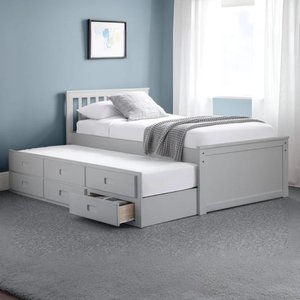 View Maisie bed with underbed drawer - light grey